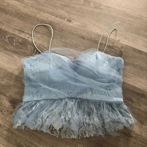 VICI / Skylar Rose Lace Blue Tank Top SMALL